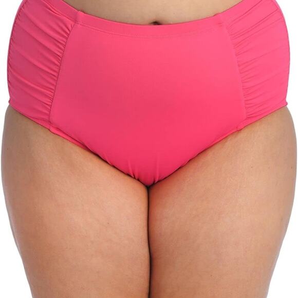 LA BLANCA Pink Tummy Control Moderate Coverage High Waisted Swimsuit Bottom 18W - Picture 1 of 12